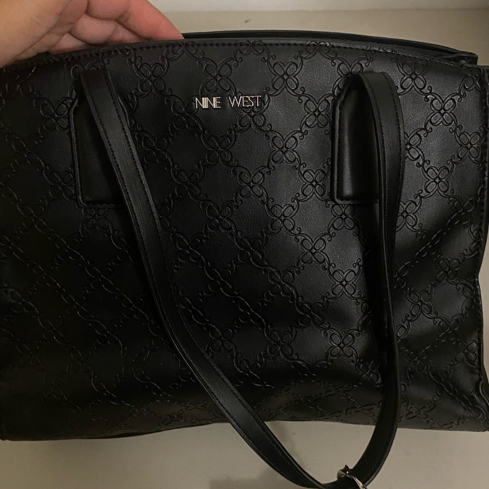 Nine West Black Embossed Tote Bag